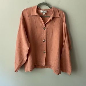 Linen salmon button up size L